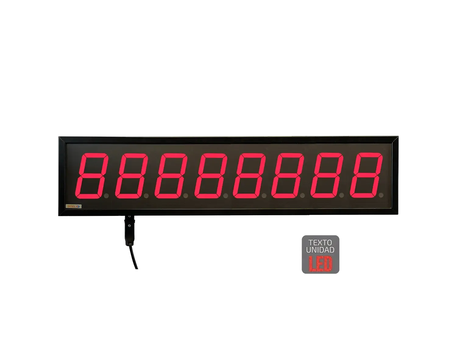 Visualitzador Numerico 100mm, 8 digits, Sèrie, Ethernet, Wifi +2R, Text LED